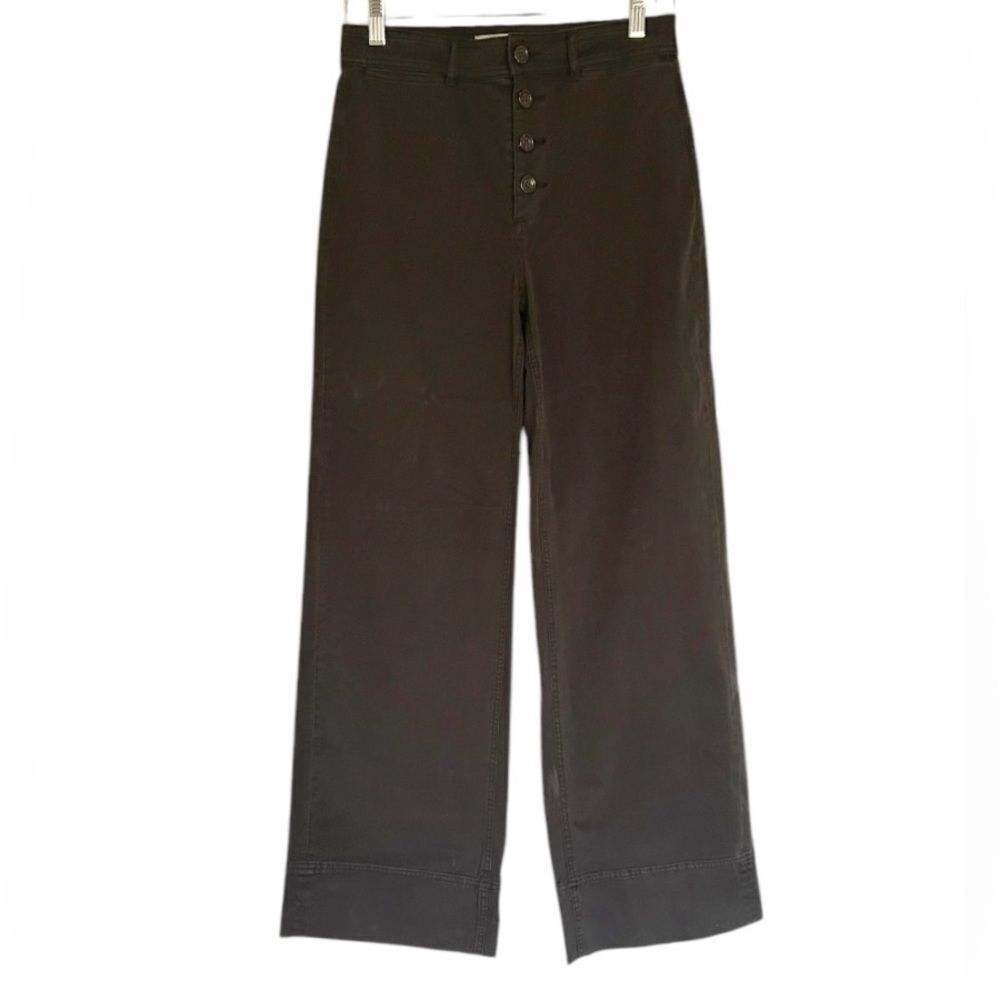Everlane Wide Leg Jeans Size 4 Black High Rise Button Front